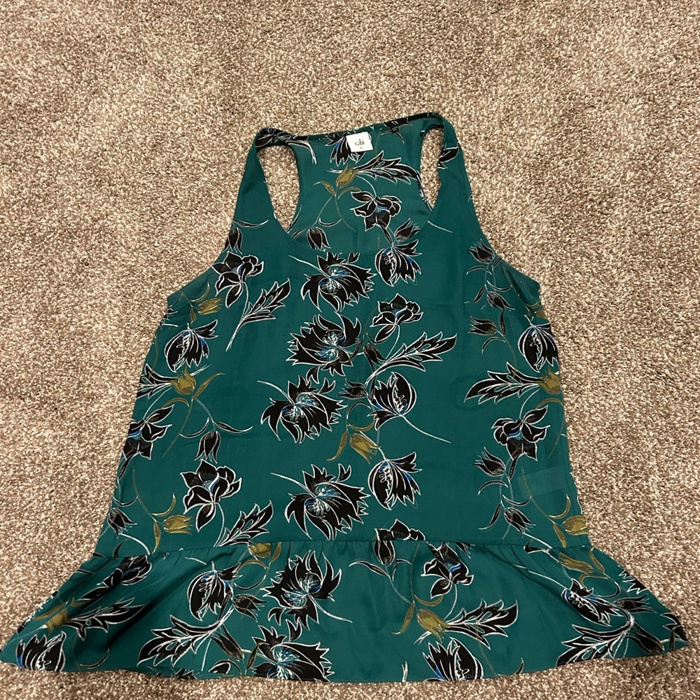 CAbi Teal Floral Tank Top